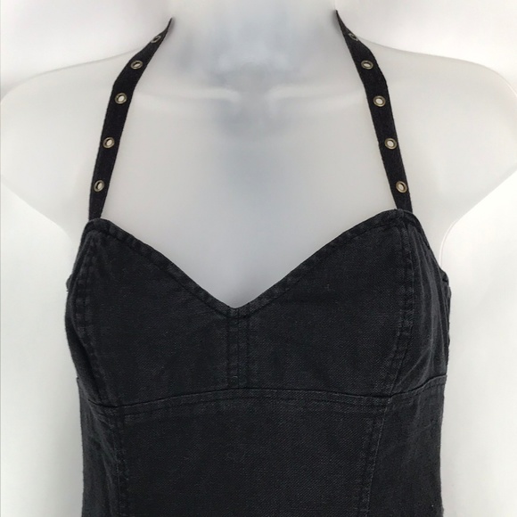 Free People Black Linen Halter Dress - Picture 3 of 7